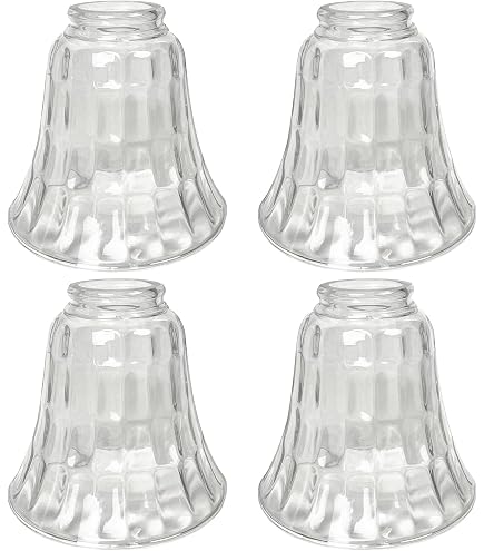 SHENGQINGTOP 4-Pack Glass Lamp Shade Replacement – 5.1" Diameter, 1.6" Fitter, Clear & Frosted Finish For Ceiling Fan, Sconce, Pendant