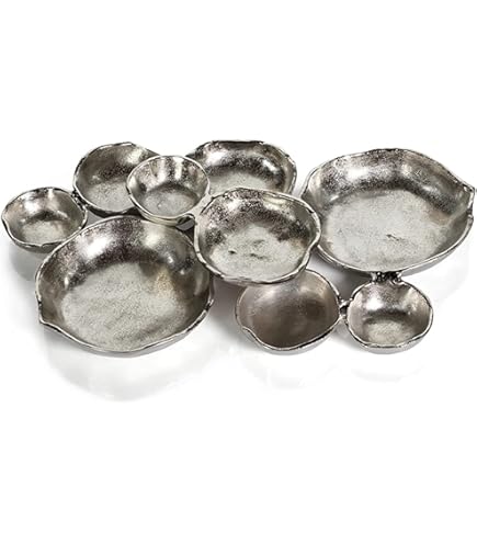 Amazon.com | Zodax Cluster of 9 Round Serving Antique Gold Finish