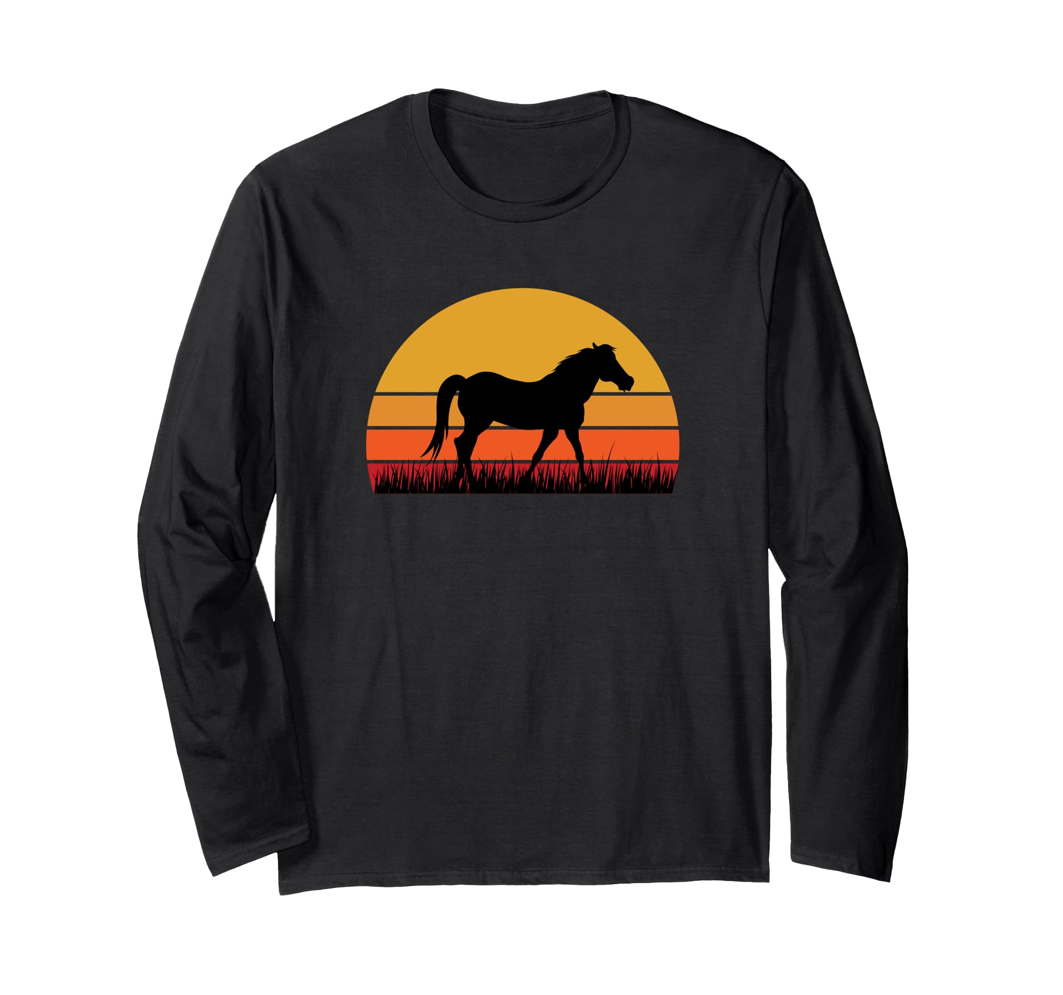 Horse Sunset - Equestrian Dressage Equine Pet Stable Farm Long Sleeve T-Shirt