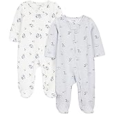 Simple Joys by Carter's baby-girls 2-way Zip Thermal Footed Sleep and Play, Pack of 2
