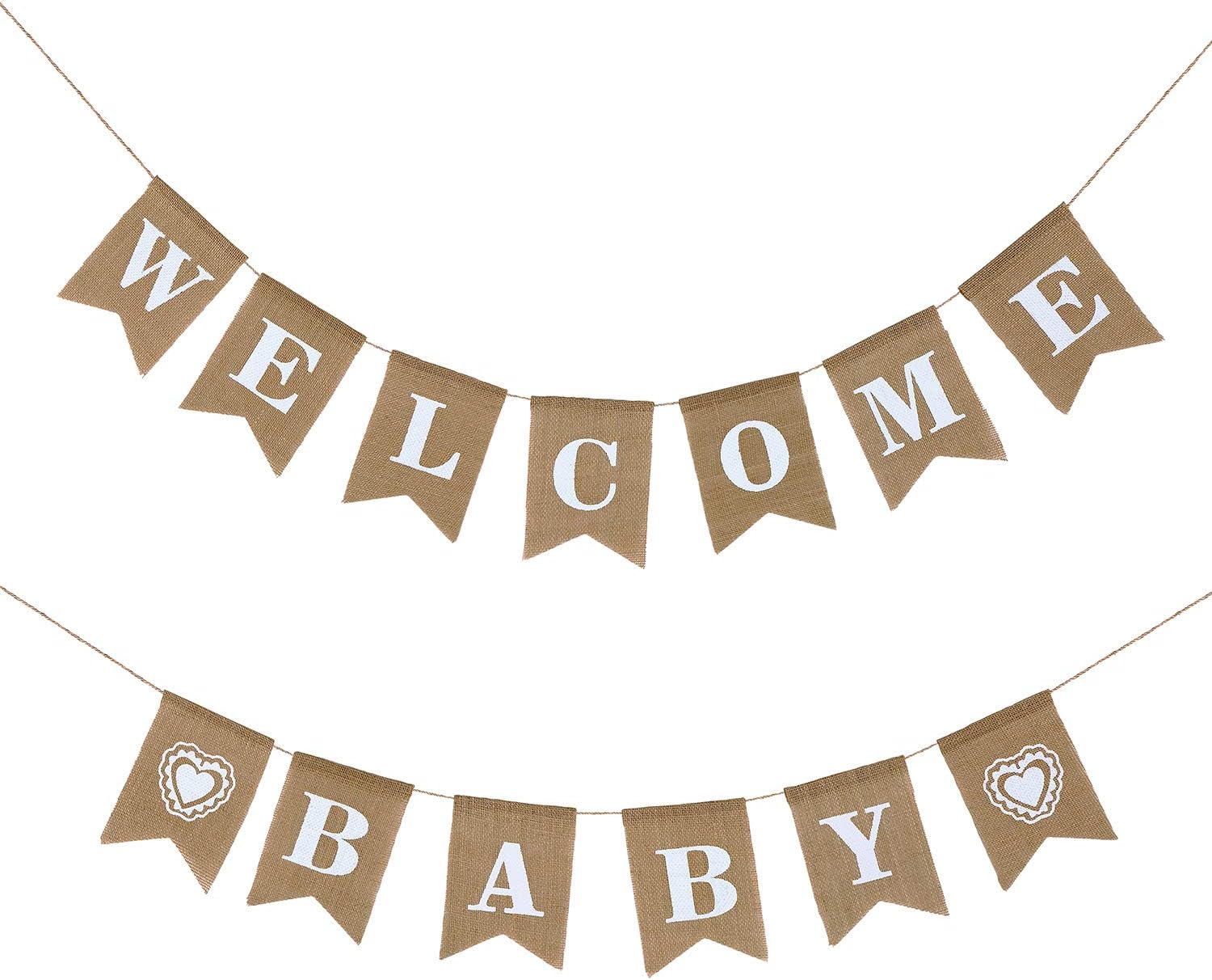 LOLOAJOY Baby Banner Vintage Burlap Banner Linen