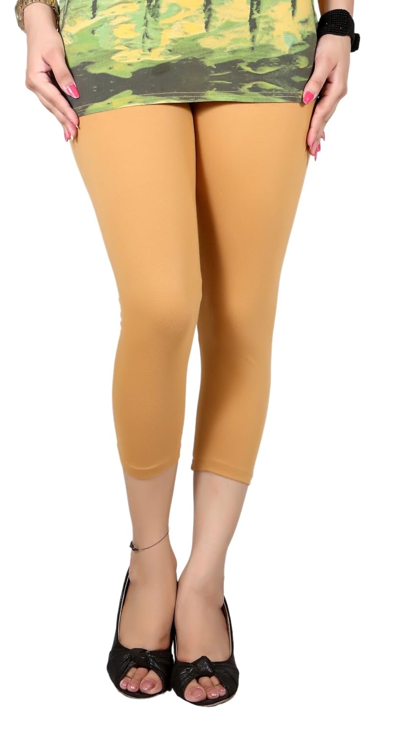 q-rious women's cotton lycra casual/gym/sports free size capri/three fourth