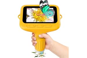 SKYBASIC Digital Microscope for Kids, 3" Screen 1000X Handheld Microscope HD Pocket Portable Microscopes Camera, Science Edu Fun Birthday Gifts Toys for Ages 4-12 Children Students Boys Girls -Yellow