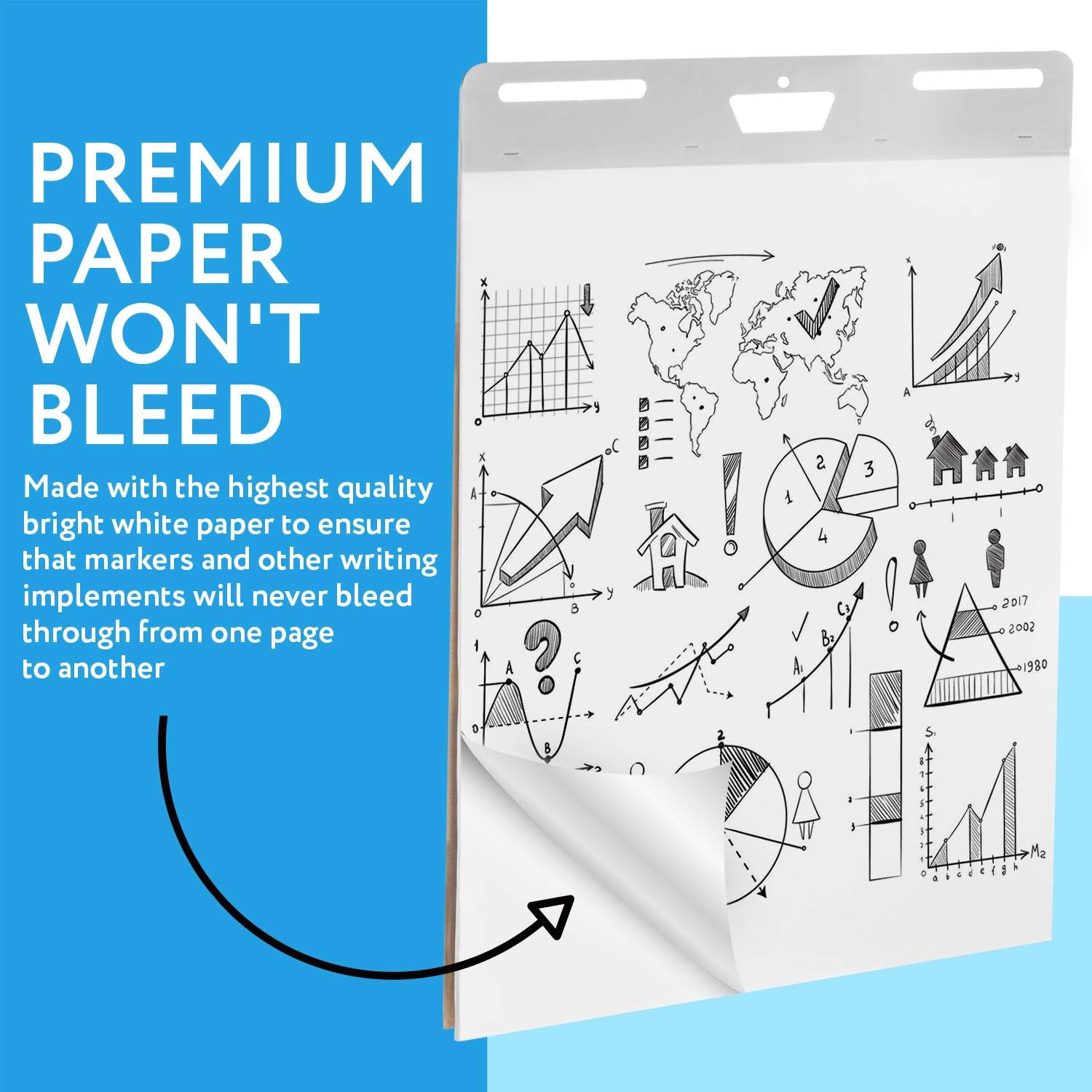 5-Pack of Premium Self-Stick Easel Pads - 25 x 30 Inches, 30 Sheets Per Pad - Thick Paper, Strong Staples, Sticky Easel Poster Chart Pads to Post on Walls - By IMPRESA : Office Products