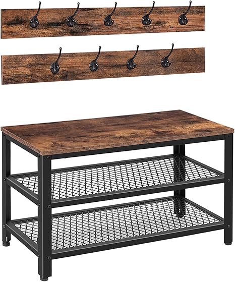 Amazon De Hoobro Garderobe Set Garderobenstander Diy Schuhregal Mit Schuhbank Wandgarderobe Mit