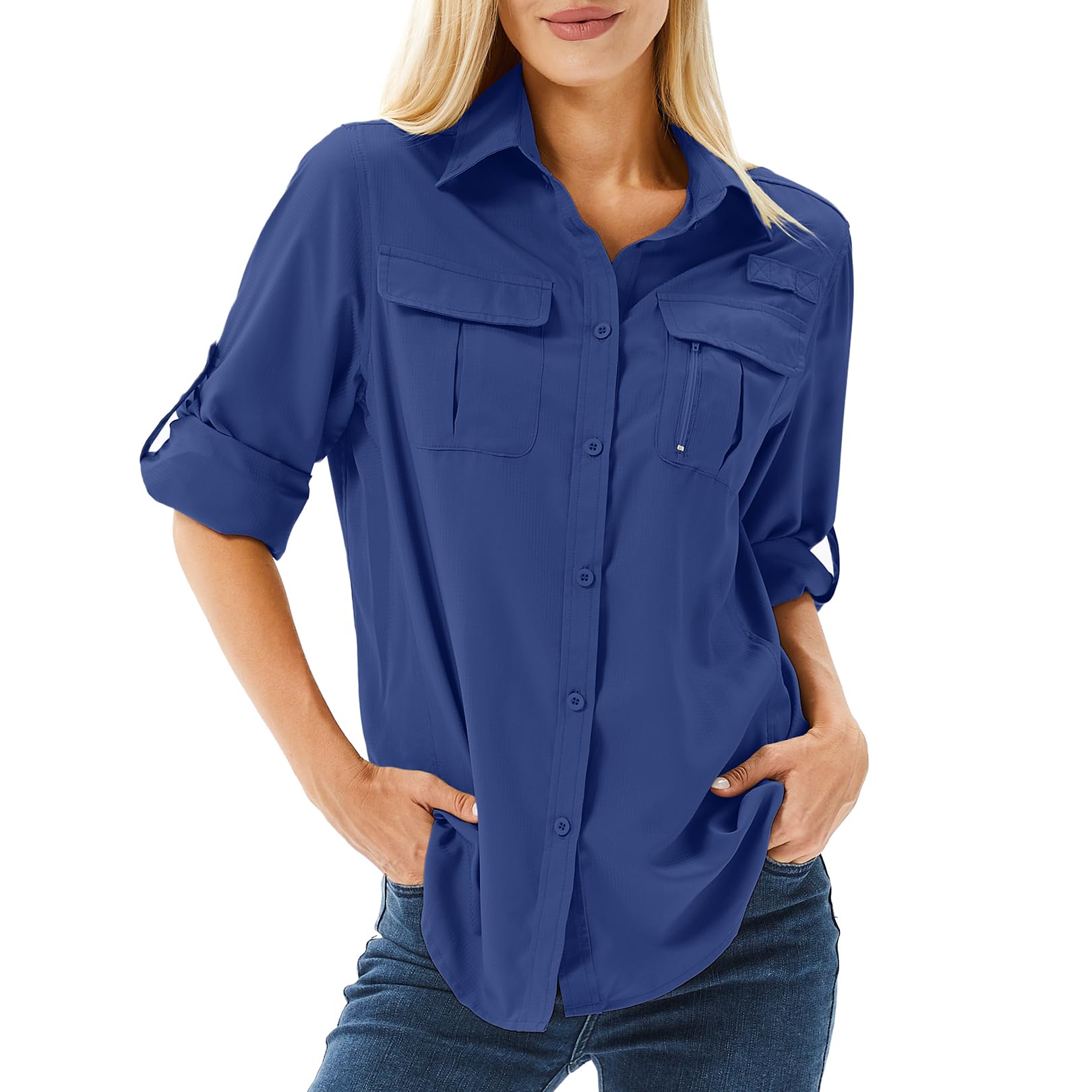Photo 1 of Women's UPF 50+ Long Sleeve UV Sun Protection Shirts, Fishing Hiking Travel Shirt,Breathable and Fast Dry(5071,Haze Blue,XS)LPNPMER5300934
