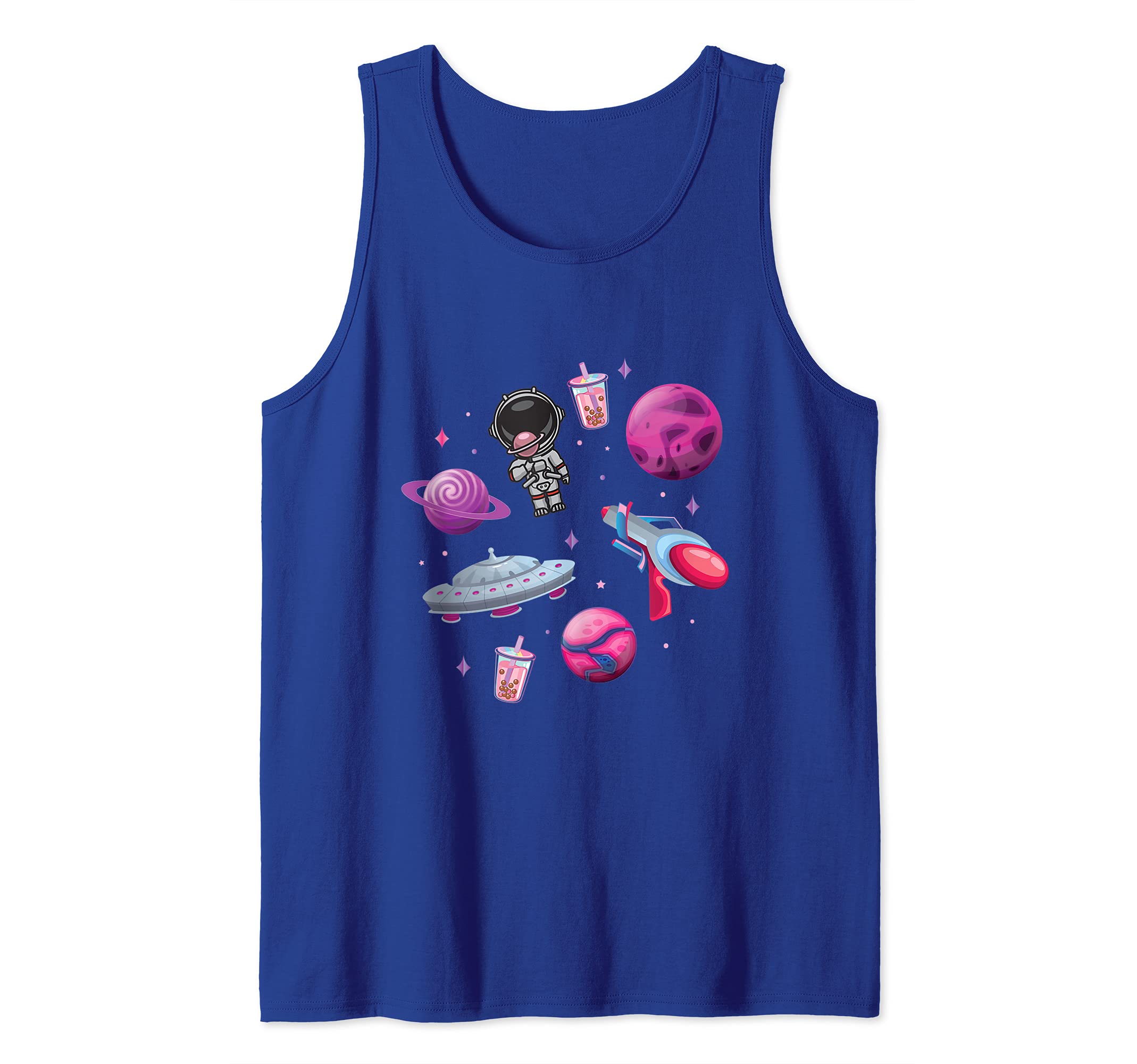 Astronaut Spaceship Planet Blaster Gun Soda Pop Galaxy Space Tank Top