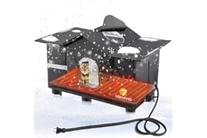 Texsens Heated Cat Shelter for Outside - Weatherproof Large Outdoor Cat House with Roof Window & Cozy Cushion - Ideal for Stray/Feral Cats