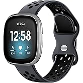 Maledan Breathable Bands for Fitbit Versa 3/Versa 4/ Sense/Sense 2 Bands Men women, Sport Solo Loop Wrist Bands Replacement Bracelet for Fitbit Sense/Versa 3/ Versa 4/ Sense 2 Smart Watch Accessories