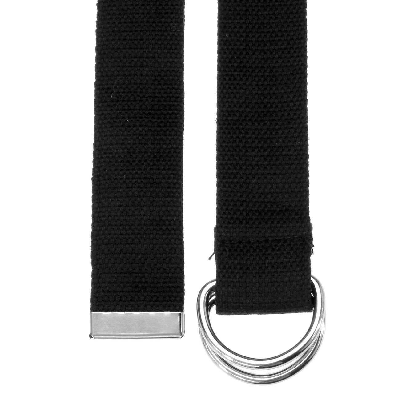 Faleto Herren Damen Gürtel Stoffgürtel mit Doppel D-ringe Schnalle Leinwand Canvas Jeansgürtel Belts 113cm + Original Geschenkbox (Schwarz)