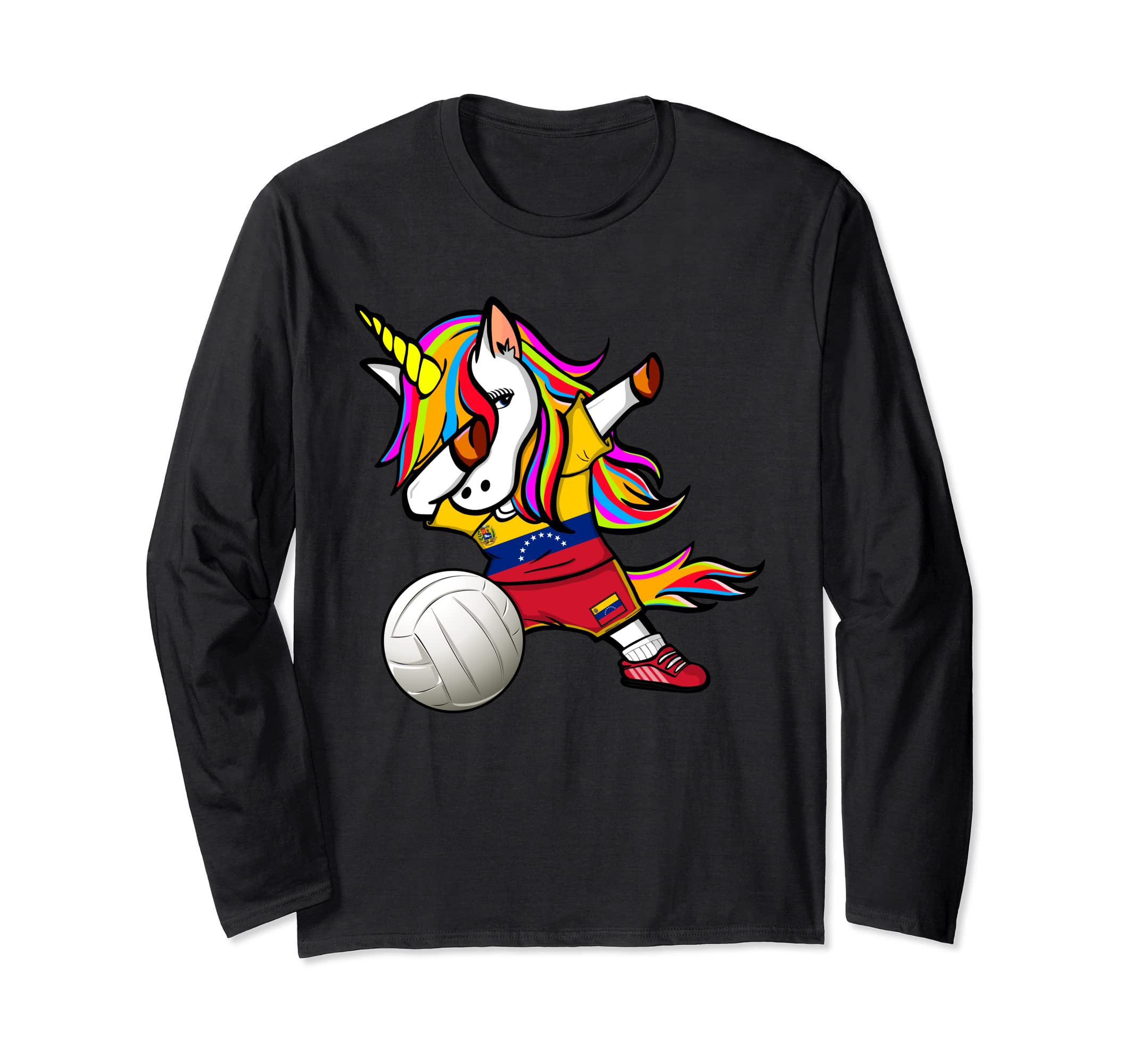 Dab Unicorn Venezuela Volleyball Fans Jersey Venezuelan Flag Long Sleeve T-Shirt — image 1