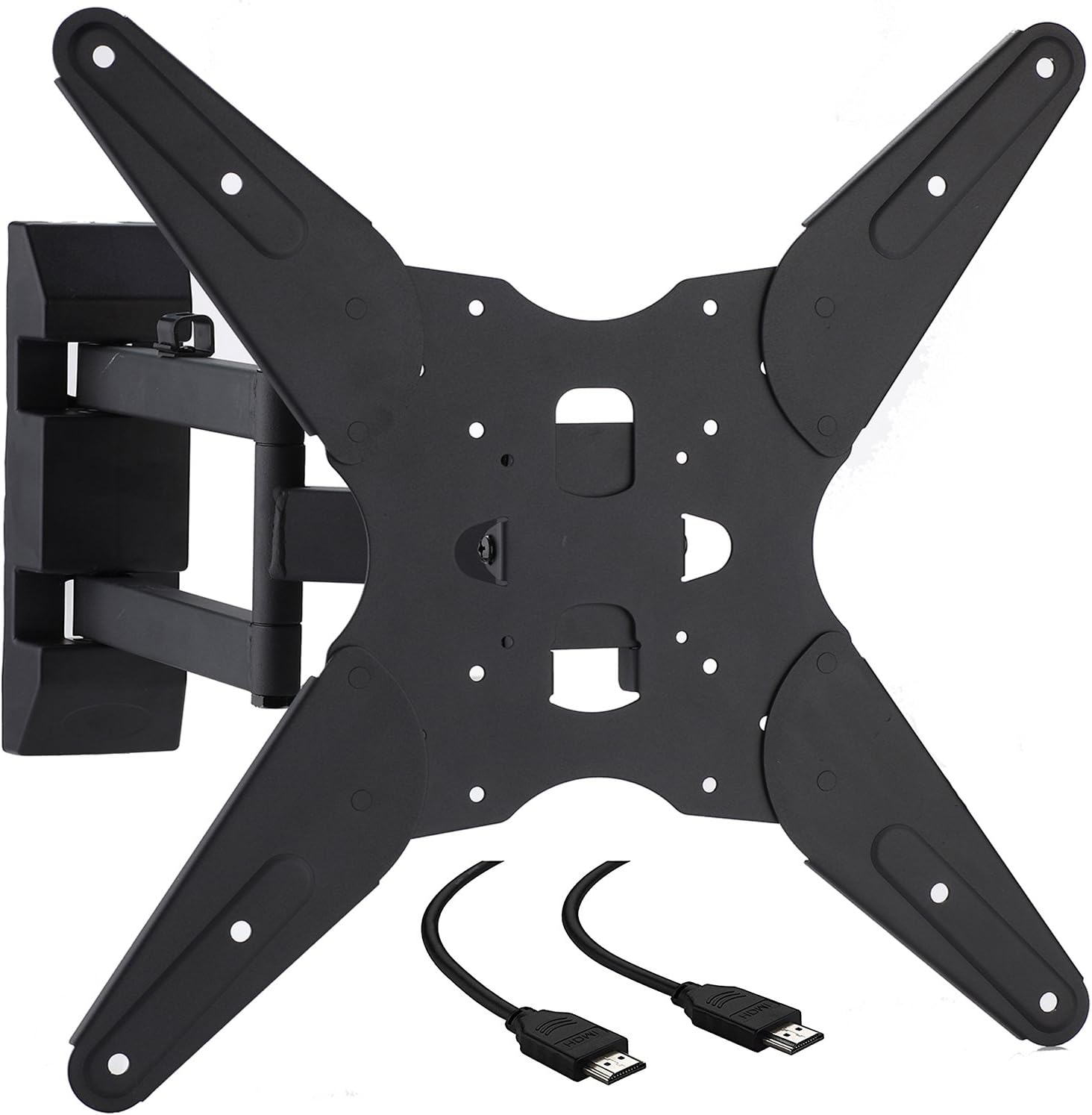 Cattail TV Wall Mount Bracket W/ Full Motion Swing Out Tilt For 17 23 27 30 32 39 40 42 43 45 48 49 50 55 Inch LED LCD OLED Plasma Flat Screen Display Monitor Up To 110 Lbs VESA 400 mm, W/ HDMI Cable