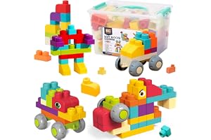 73 PCS Soft Building Blocks for Toddler 18M+, Big Stacking Blocks for Kids | with Storage Box, STEM Educational Building Toys Set, for Early Learning and Hands-On Play