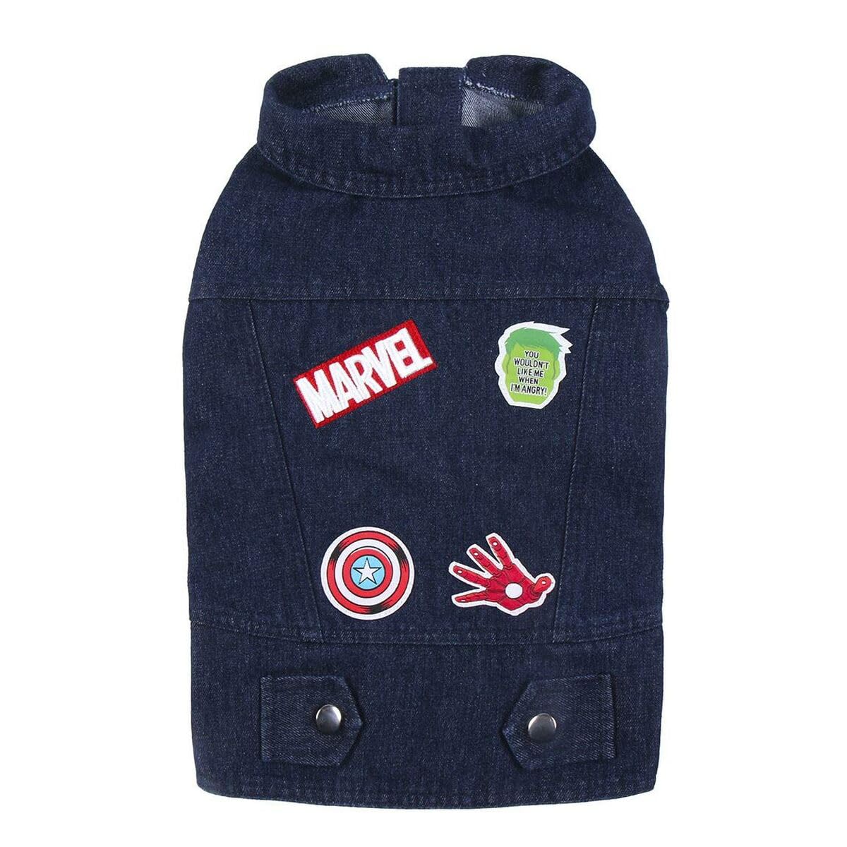 Cerdá - for Fan Pets - Denim Dog Jacket Made of 65% Cotton and 35% Polyester with Velcro Fastening | Metal Buttons as Decoration Ideal for FanPets! - Officially Licensed Marvel