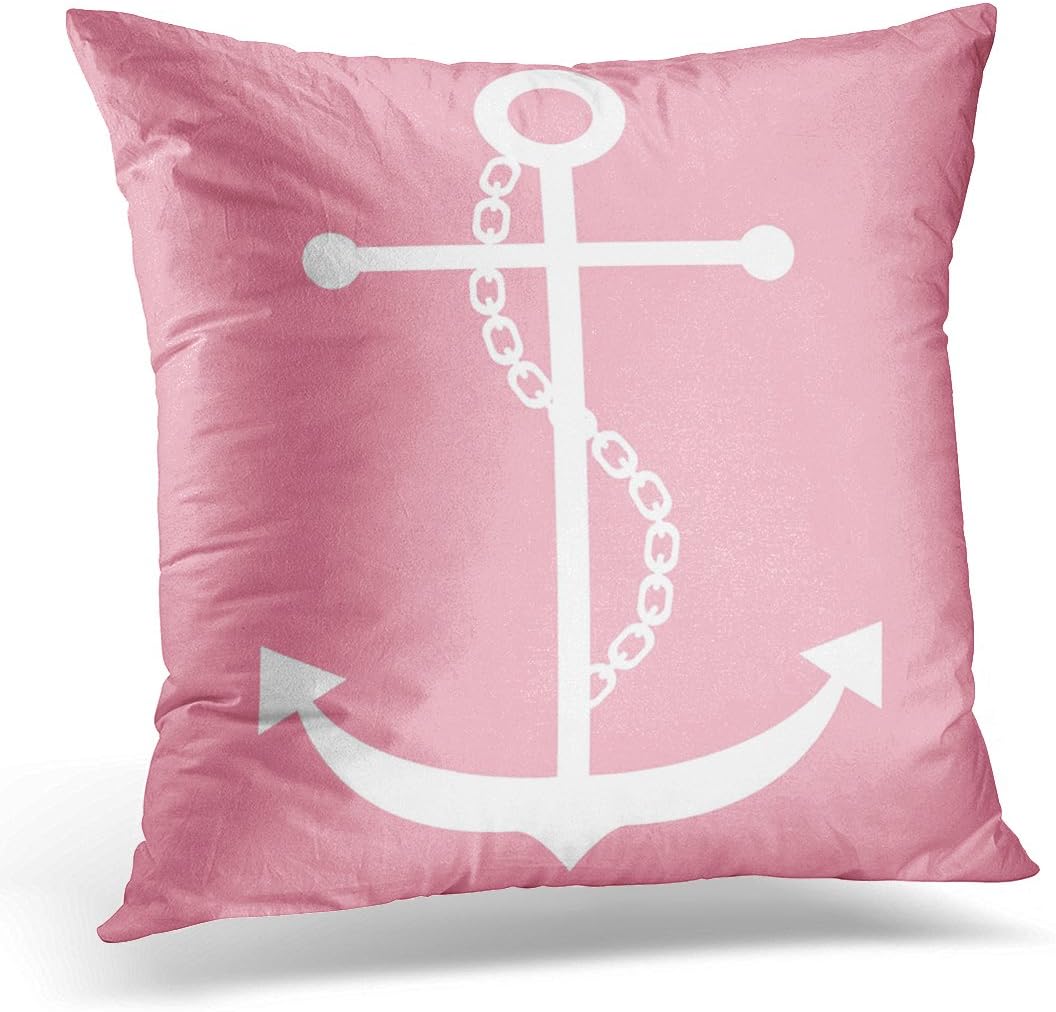 Amazon Com Torass Throw Pillow Cover Retro Nautical Pink Anchor