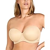 HSIA Strapless Bras for Women Large Bust Non Slip Full Coverage Underwire Supportive Multiway Strapless Bra Plus Size Beige