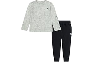 Hurley boys Long Sleeve Soft Basic Cloud Slub T-shirt and Shorts 2-piece Outfit Set2-Piece Outfit Set