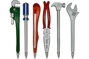 Maydahui 6PCS Tool Ballpoint Pens Black Ink Hardware Shape Pen Pipe Wrench Pincer Pliers Art Knife Spanner Hammer Screwdriver