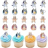DecoPac Bluey So Much Fun Rings, 24 Cupcake Decorations Featuring Bluey, Bingo, Bandit, and Chilli, 3D Food Safe Cake Toppers – 24 Pack