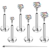 GEMQUEEN G23 Titanium Flat Back Earrings Hypoallergenic - 14K Gold Filled Internal Thread Stud Earring 16G 18G Cartilage Helix Tragus Conch Piercing Jewelry Nose Lip Labret Studs for Women Men 3 Pairs