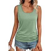 AUTOMET Womens Tank Tops 2026 Sleeveless Square Round Neck Ruched Spring Summer Tee Shirts Basic Outfits Trendy Clothes
