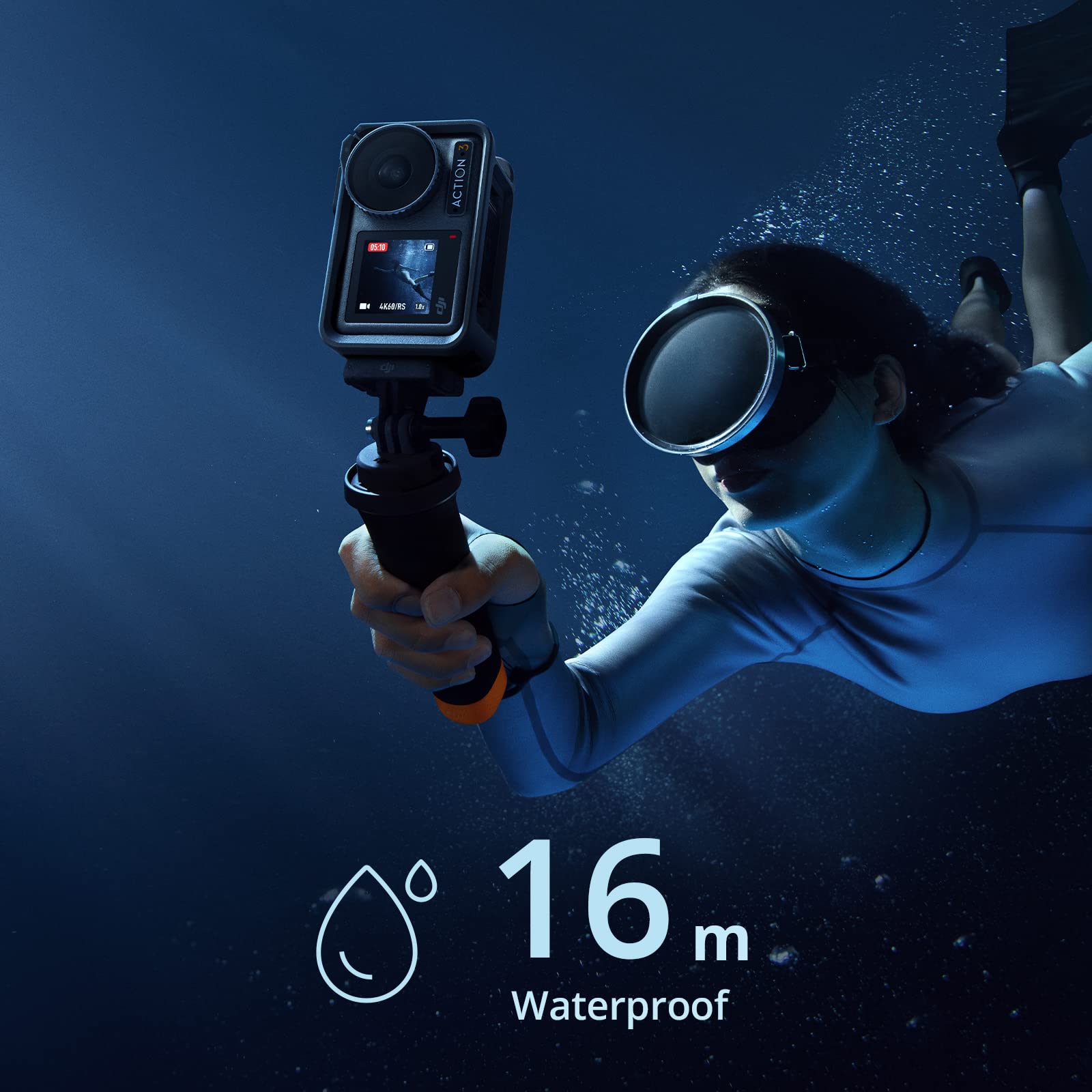 DJI Osmo Action 3 Diving Combo - Waterproof Action Camera for Diving and Surfing, Waterproof Case and Floating Handle Included, 60m Waterproof, 4K/120fps & Super-Wide FOV, Dual Touchscreens, Vlogging
