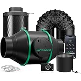 MARS HYDRO iFresh 4" Grow Tent Exhaust Fan kit with RJ12 Speed Controller | Air Filtration,Ventilation System with Quiet Inline Fan,Carbon Filter,13ft Ducting for Grow Room Cooling and Odor Control