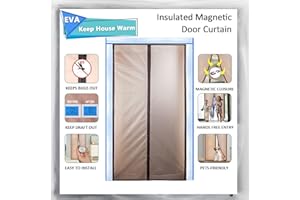 IKSTAR Insulated Door Curtain, [Upgrade EVA] Magnetic Thermal Insulated Door Cover to Keep Temperature for Room/Kitchen, Keep Draft Air Out, Self Sealing, Hands Free, Pet/Kids Friendly - 34"x82"