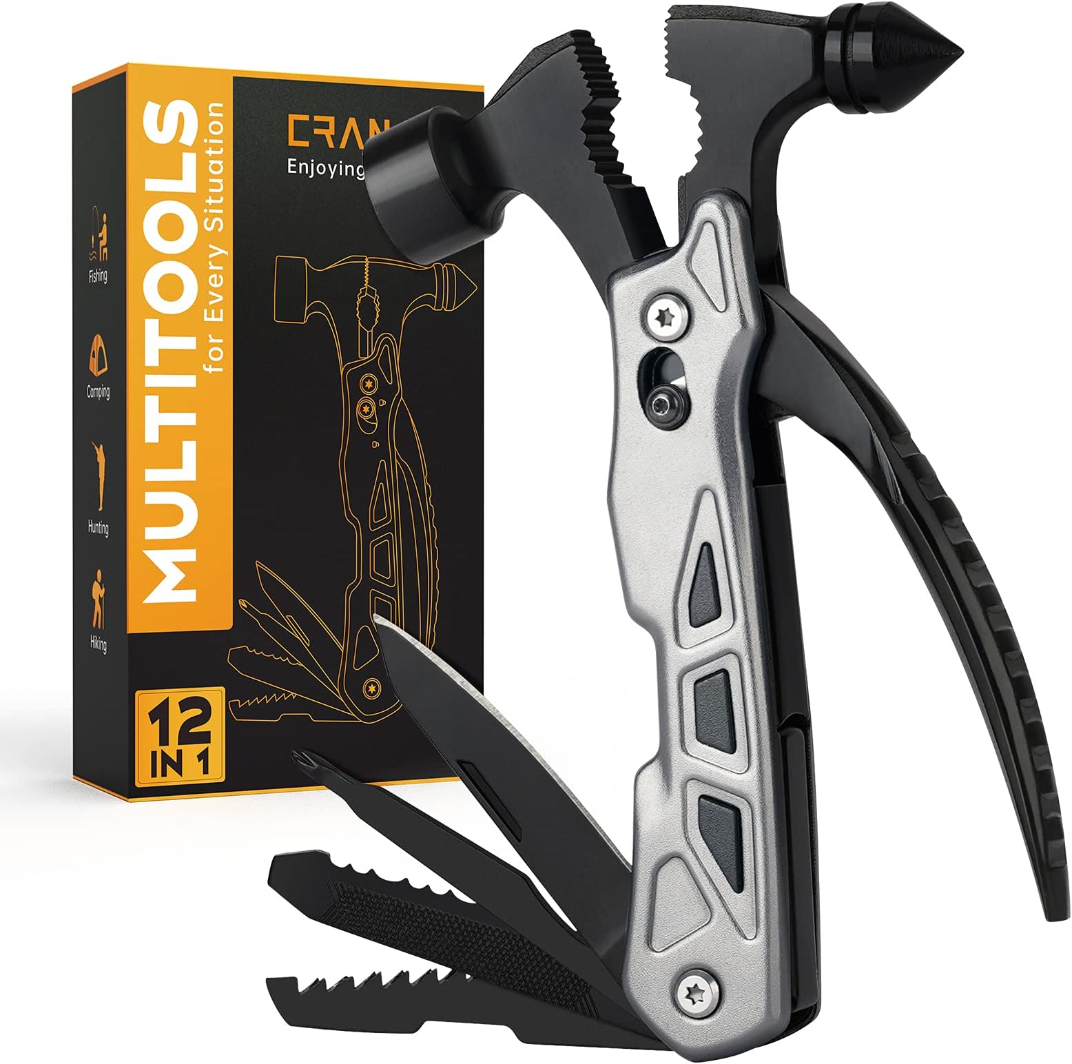 Hammer Multitool Gifts For Dad Men Women Birthday, Survival Gear And Equipment 12 in 1 Car Emergency Escape Tool, Pocket Cool Gadgets For Camping Accessories Fishing Hiking Household