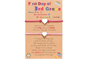 UNGENT THEM Back to School Mommy and Me Bracelet Matching Heart Wish Bracelet Set for 2 First Day of School Gifts for Boys Girls