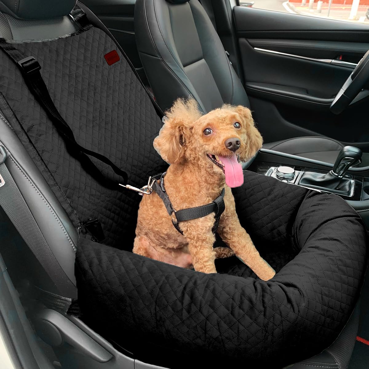 Photo 1 of Dog Car Seat for Small Medium Dogs Up to 40lbs, Detachable Washable Soft Pet Booster Travel Bed for Front & Black Seat with Safety Leash Belt