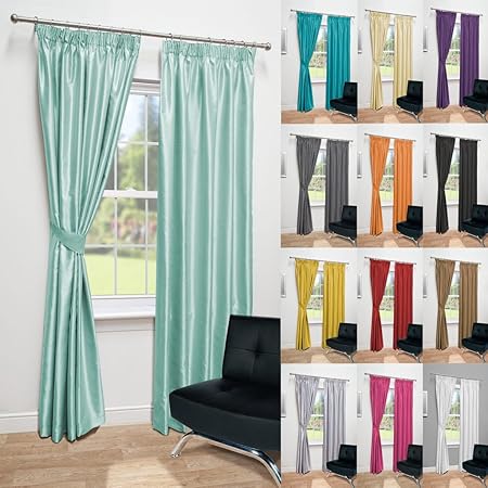 John Aird Luxury Faux Silk Fully Lined Pencil Pleat Curtains With