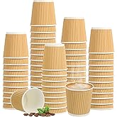 200 Pcs 4oz Paper Espresso Cups Ripple Wall Hot Cups For Coffee Disposable Coffee Cup Paper Hot/Cold Drinking Cups for Party, Picnic, Travel and Events