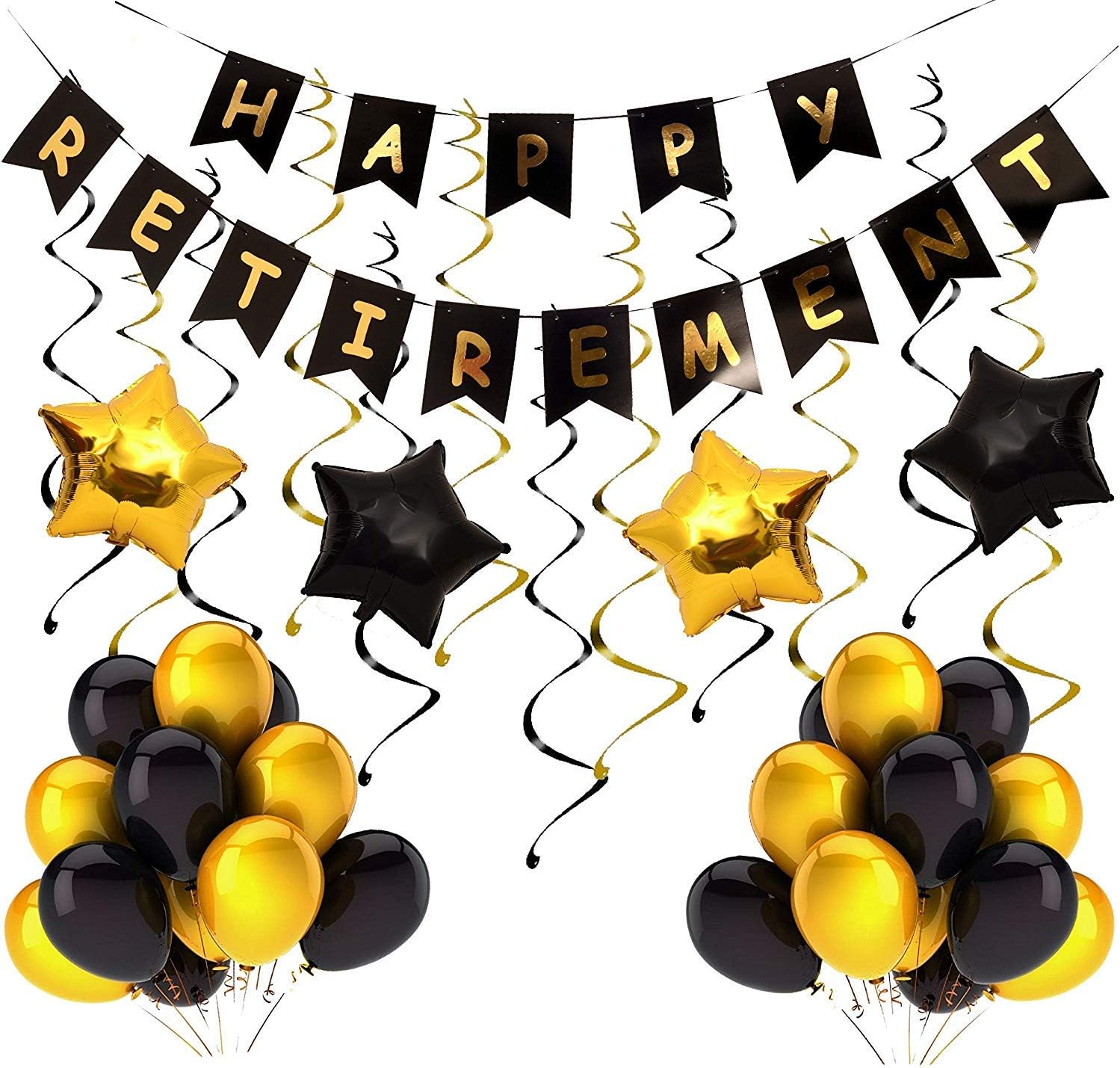 Theme My Party, Retirement Party Decoration| Happy Retirement Decorative Banner| Happy Retirement Banner Bunting| Retirement Party Supplies Favors Gifts and Decorations