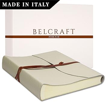 Capri Fotoalbum Leder, Handgearbeitet in klassischem italienischem Stil, Geschenkschachtel inklusive, A4 (23x30 cm) Milch