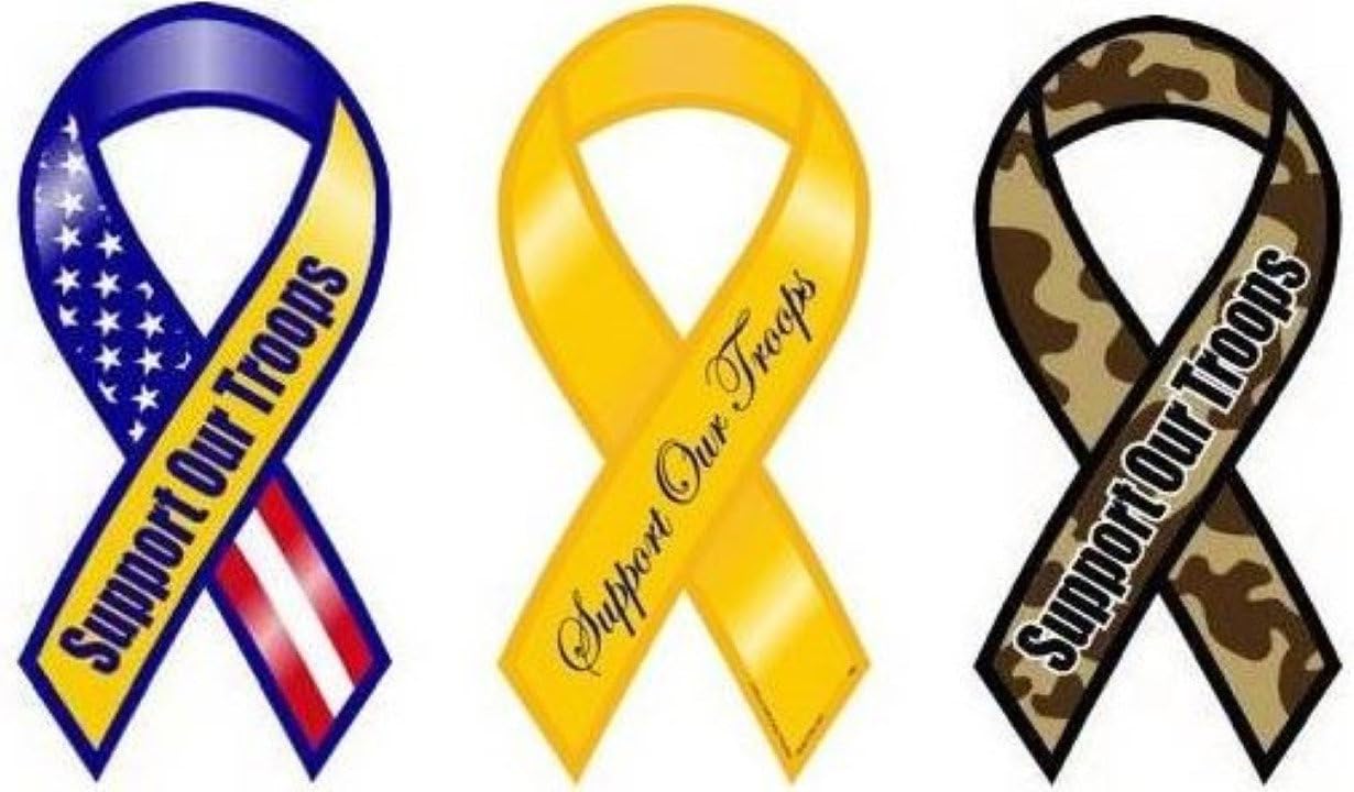 Ribbon Magnets Support Our Troops Car or Kitchen Magnet, Set of 3