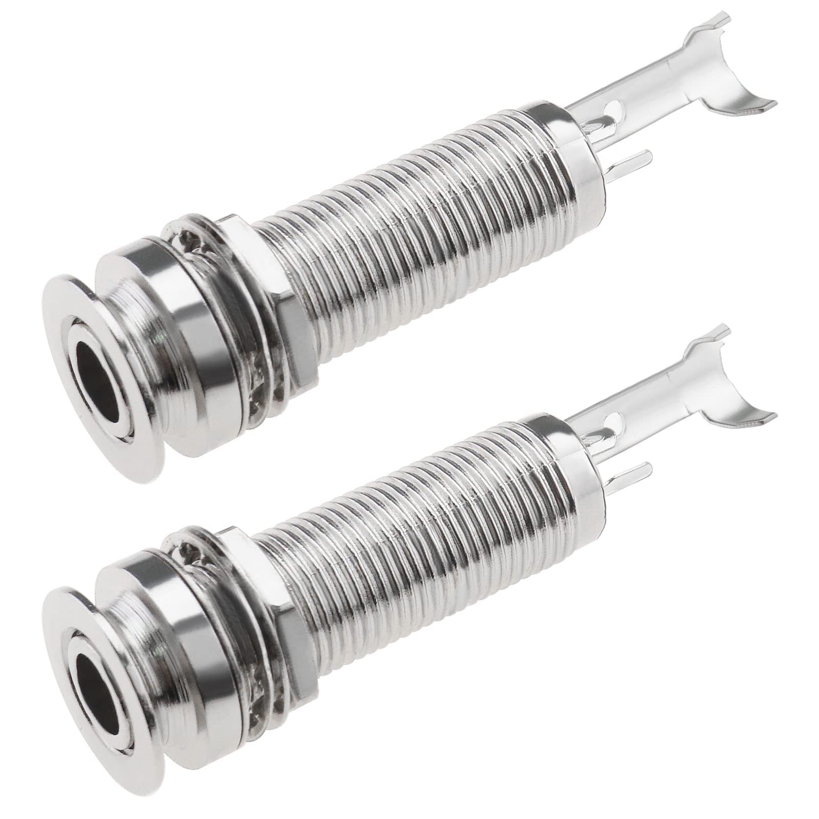 EMSea 2PCS Cylinder End Pin Output Jack 1/4 Inch 6.35mm Stereo Barrel Endpin Jack Socket for Guitar Bass Instruments Accessories Silver