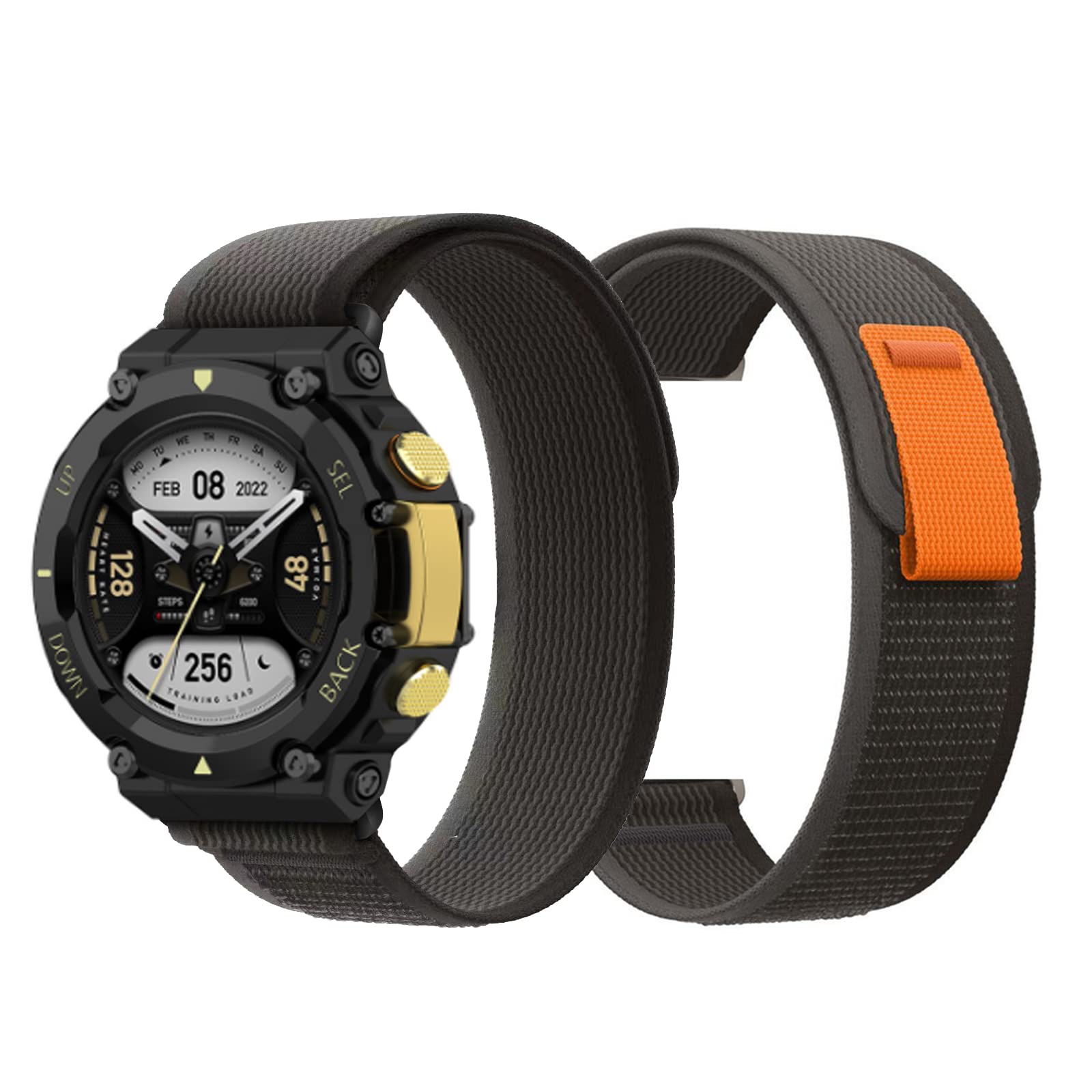 Trail Loop Nylon Bracelets Compatible with Amazfit T-Rex 2 Wristband, Textile Stretch Nylon Pull Tab Trail Loop Bracelet, Sports Armband for Amazfit T-Rex 2 (A)