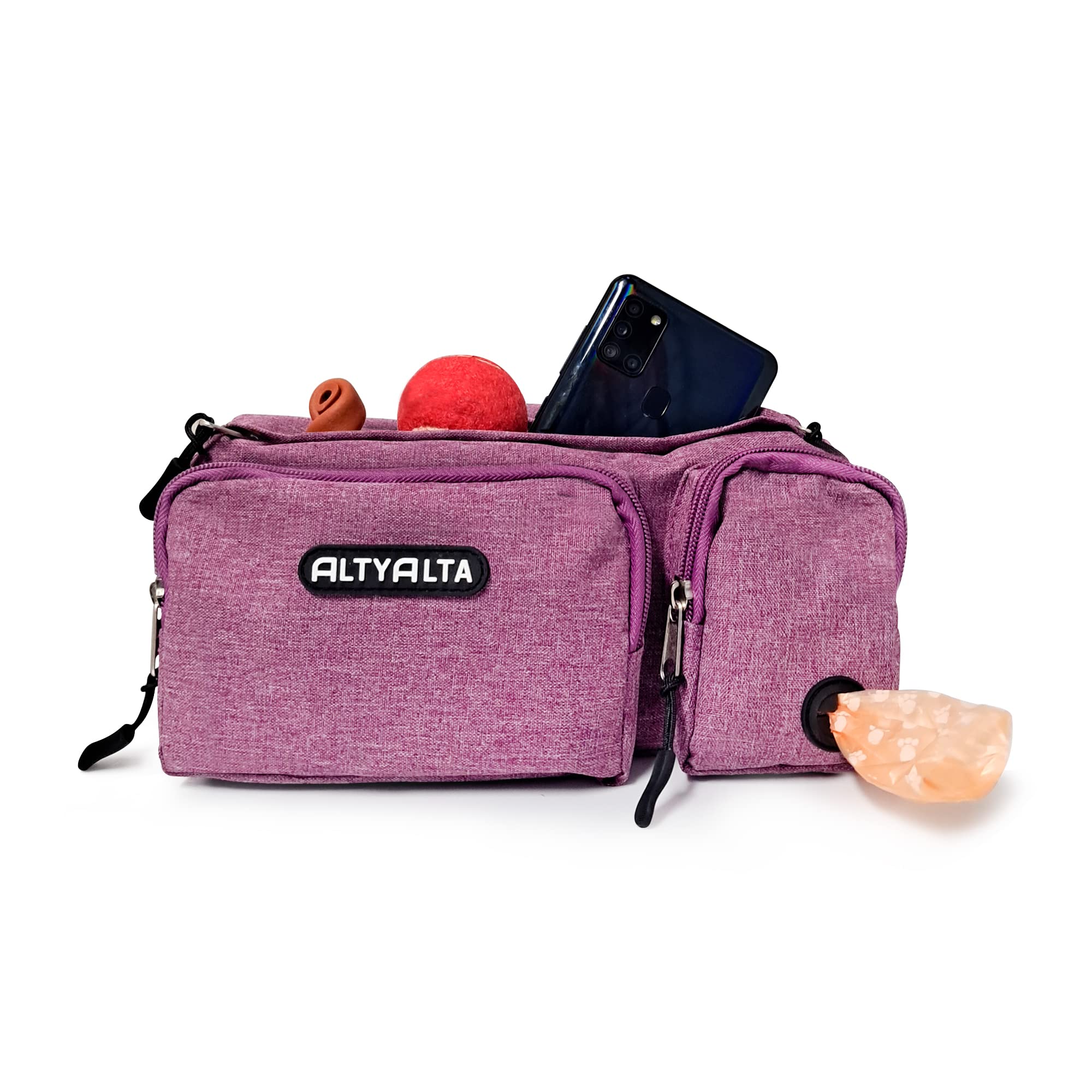 ALTYALTA EZ Dog Walking Bumbags, Dog Training Treat Pouch, Easily for Walking with Dogs with Six Pockets and Waste Bag Dispenser (1.6L)