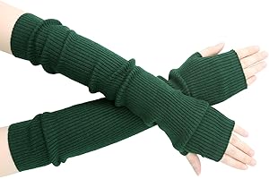 SEYUFN Winter Fingerless Long Gloves for Women Cashmere Blended Knitted Arm Warmers Super Soft Black Arm Sleeves