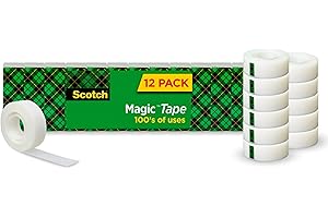 Scotch Magic Tape, Invisible, Home Office Supplies and Back to School Supplies for College and Classrooms, 12 Rolls