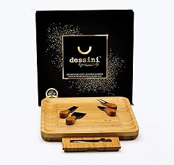 DESSINI Natural Bamboo Cheese Board and Cutlery