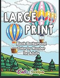 Large Print Color by Number for Adults - BLACK