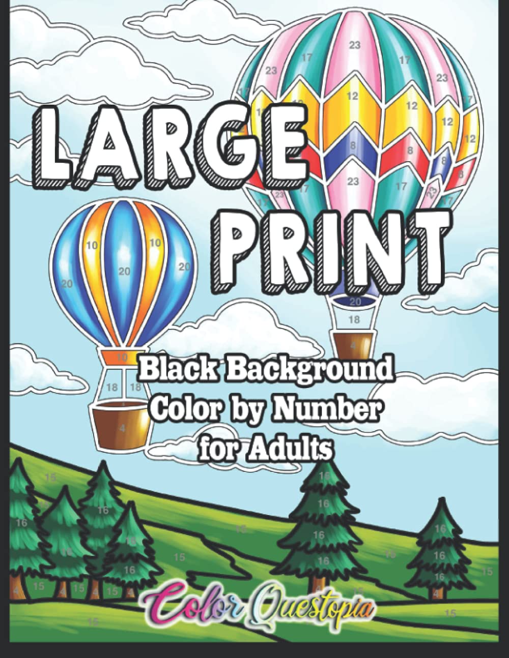 Large Print Color by Number for Adults - BLACK