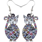 Acrylic Drop Dangle Cat Earrings Pets Novelty Funny Gift For Women By The Bonsny
