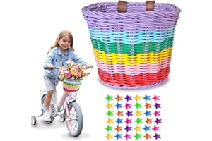 FANOVO Kids Basket for Bike, Bike Basket for Boys Girls, Front Bicycle Basket Toddler Tiny Tricycle Scooter Baskets Waterproof Bike Decoration Accessories