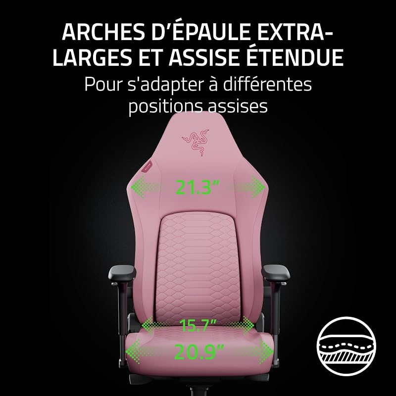 Iskur V2 NewGen - Fauteuil Gaming Ergonomique Respirant Cuir EPU de 2e gen avec Technologie Cooltouch - système de Soutien Lombaire Hyperflex - Arches d’épaule Extra-Larges | Quartz