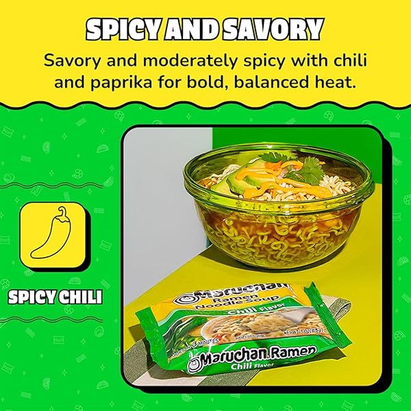 MARUCHAN RAMEN CHILI, INSTANT RAMEN NOODLES, READY TO EAT MEALS, 3 OZ, 24 COUNT