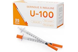 U-100 Insulin Syringes 1cc 30G 5/16 Inch (8mm) with Needle, Individually Wrapped, Pack of 25