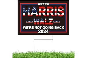 ABCMILZ Harris Walz 2024 Yard Sign – Double-Sided Waterproof Yard Sign, 12x17 Inches with Metal H-Stake – Kamala Harris Tim Walz Waltz for President Campaign Rally Placard Outdoor Lawn Garden Decoration